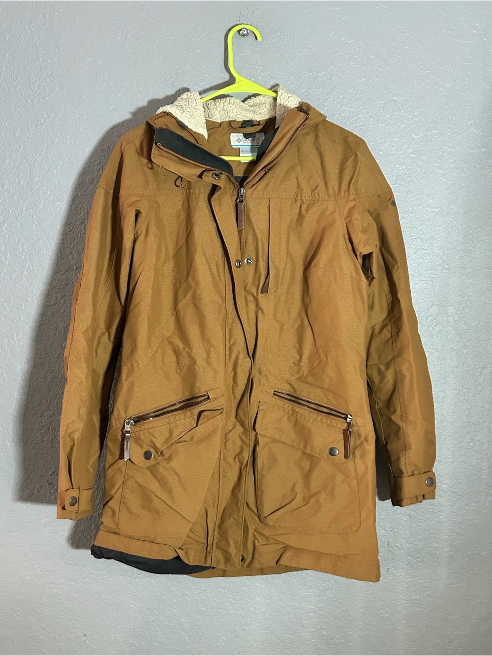 Columbia Interchange Sherpa-Lined Hooded Utility Parka Coat Brown Size Small - Picture 2 of 4